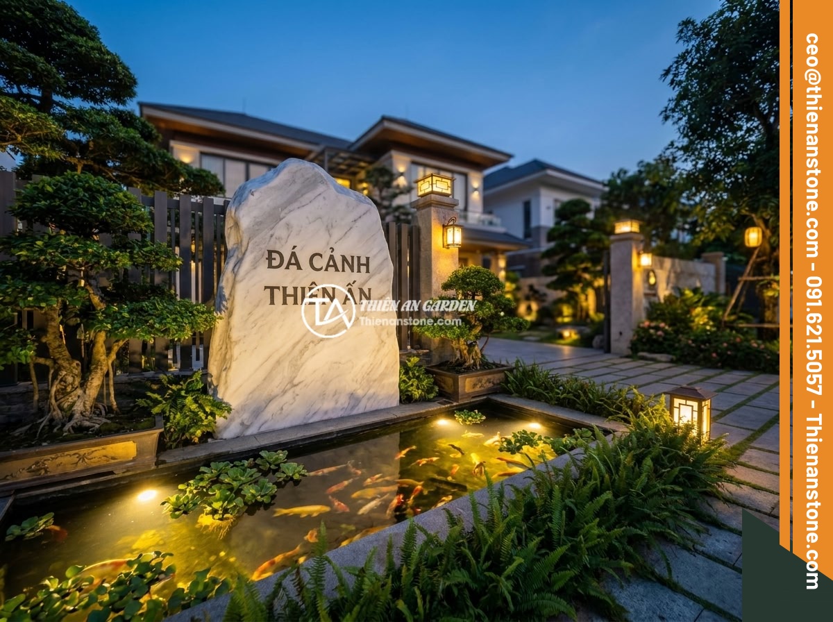 Bí quyết thiết kế bảng hiệu đá tự nhiên thu hút khách hàng ngay từ cái nhìn đầu tiên - Hình 13 Bí quyết thiết kế bảng hiệu đá tự nhiên thu hút khách hàng ngay từ cái nhìn đầu tiên - Beautiful panoramic view of Da Canh Thien An completed project showing an impres