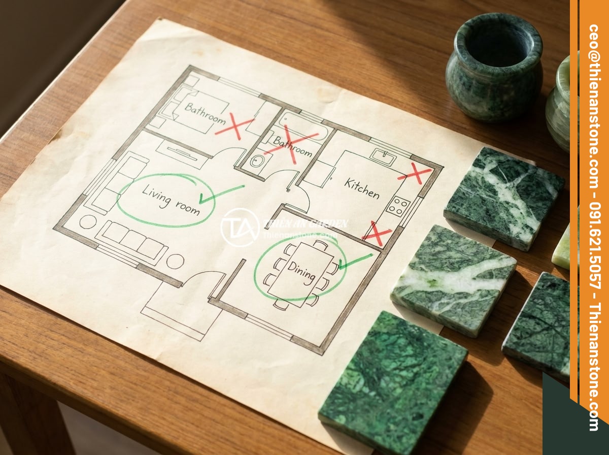Chum đá phong thủy có nên đặt trong nhà không? Phân tích chi tiết và lời khuyên - A diagram showing the ideal and forbidden positions for placing feng shui stone 