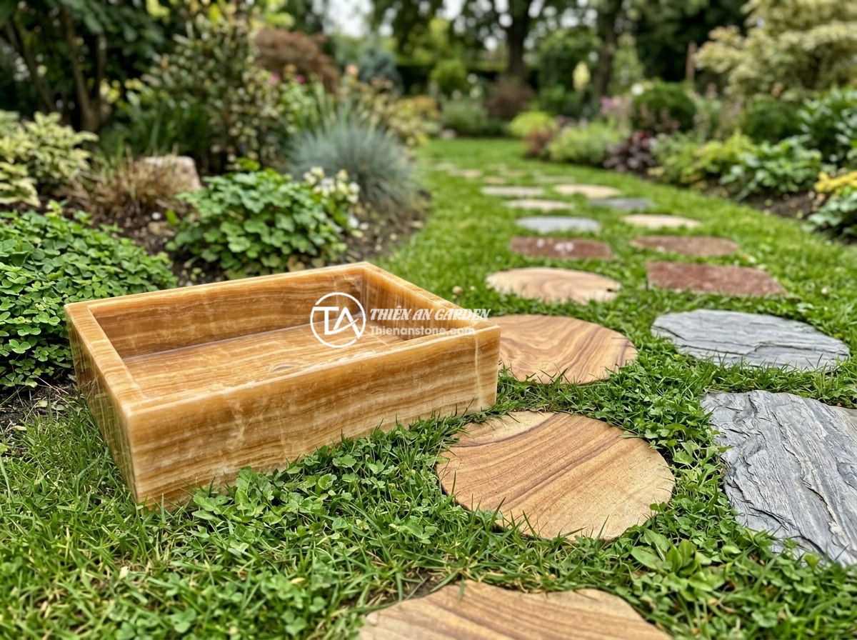 Đá dậm bước vân gỗ: Sự giao thoa giữa nét tự nhiên và sự ấm áp - Hình 7 Đá dậm bước vân gỗ: Sự giao thoa giữa nét tự nhiên và sự ấm áp - Variety of wood grain stepping stones in different colors and sizes displayed on