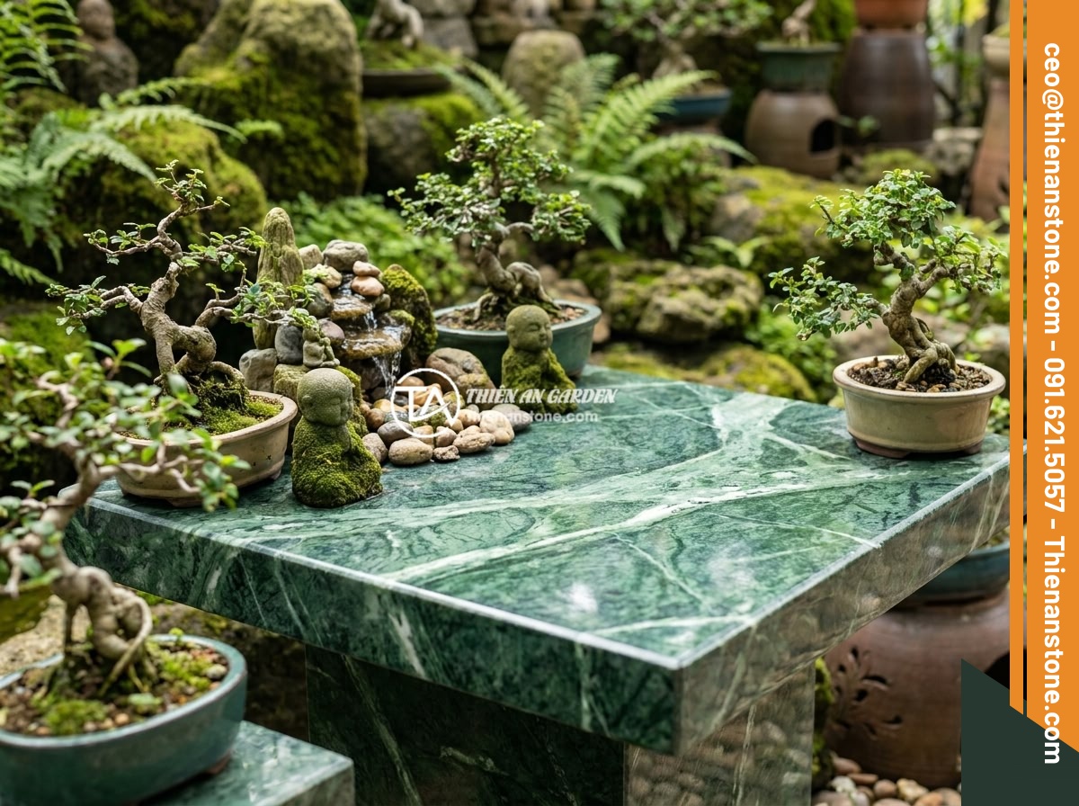 Những câu hỏi thường gặp về đôn đá tự nhiên (FAQ) và câu trả lời chi tiết - Natural stone pedestal used in a miniature landscape design with bonsai trees, B