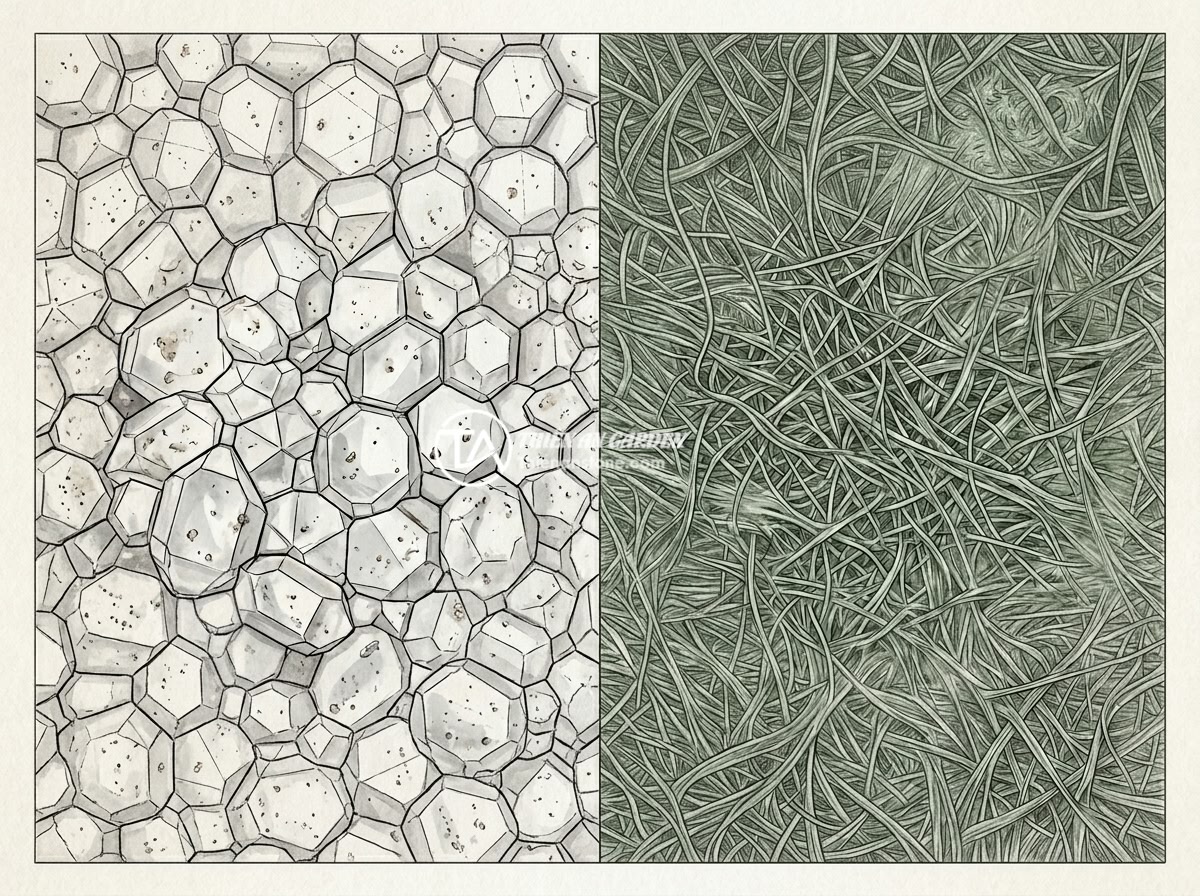 So sánh bộ ấm chén đá thạch anh và đá ngọc chi tiết: Loại nào tốt hơn? - Microscopic cross-section comparison showing the crystalline hexagonal structure