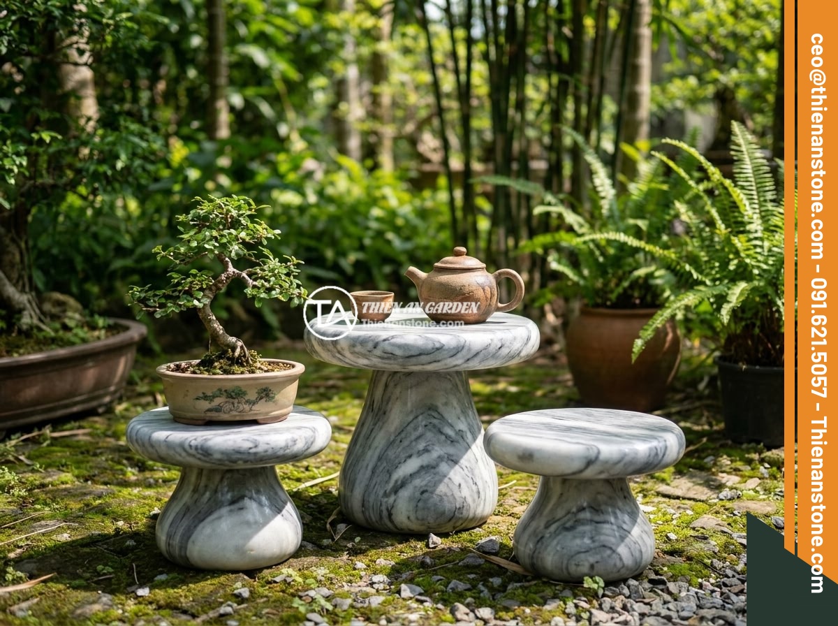 Top chất liệu đá tự nhiên làm đôn đá: Granite, bazan, cuội vân mây và đặc tính - Hình 4 Top chất liệu đá tự nhiên làm đôn đá: Granite, bazan, cuội vân mây và đặc tính - Cloud-veined pebble stone pedestals with beautiful swirling grey and white marbl