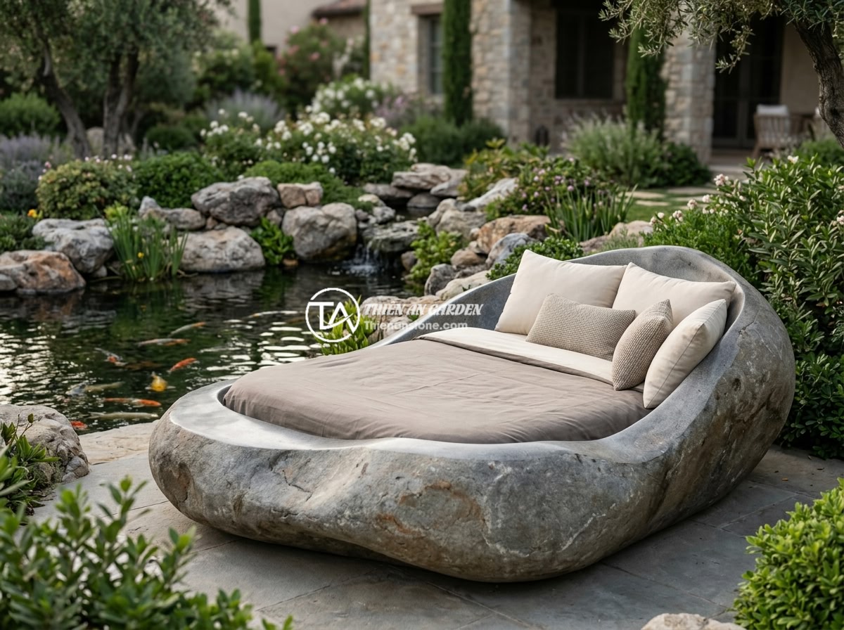 Bảng Giá Sập Đá Tự Nhiên Nguyên Khối 2026 Phân Loại Theo Chất Liệu Kích Thước - Luxurious completed project by Thien An Stone Company featuring a magnificent na
