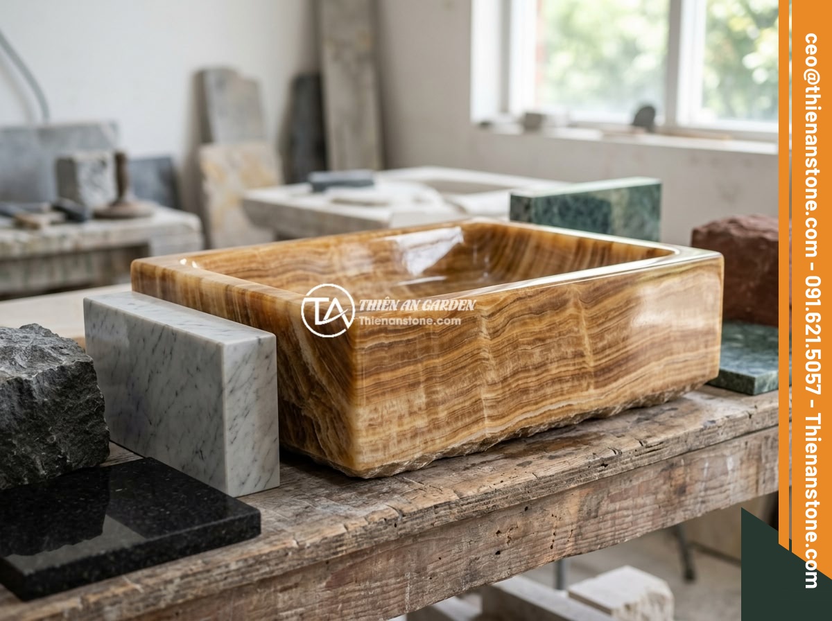 Đài Phun Nước Bằng Đá Bị Ồn Ào Khi Chạy: Nguyên Nhân & Cách Sửa Đơn Giản - Various types of natural stone materials for water fountains including polished 