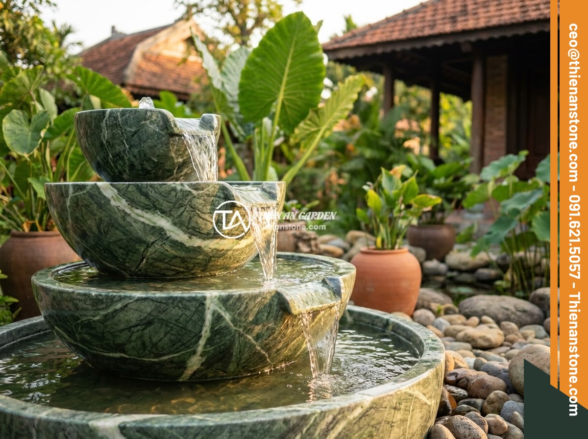Đài Phun Nước Bằng Đá Bị Tắc Nước: Nguyên Nhân Phổ Biến Và Cách Sửa Nhanh - Stunning completed natural stone water fountain with crystal clear water flowing