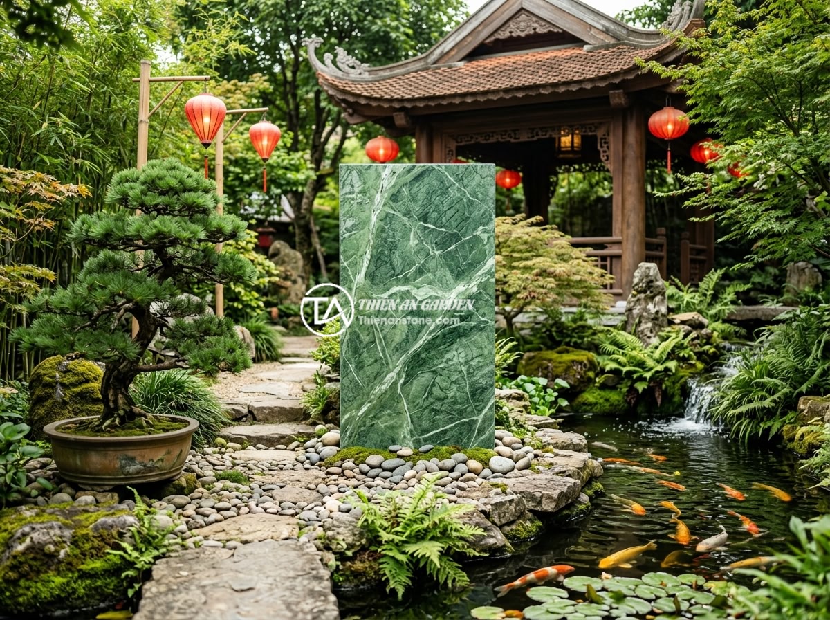Giá Sập Đá Nguyên Khối 2026 Bao Nhiêu Tiền? Bảng Giá Chi Tiết Cập Nhật Mới Nhất - A monolithic stone slab perfectly positioned in a feng shui-optimized Vietnamese