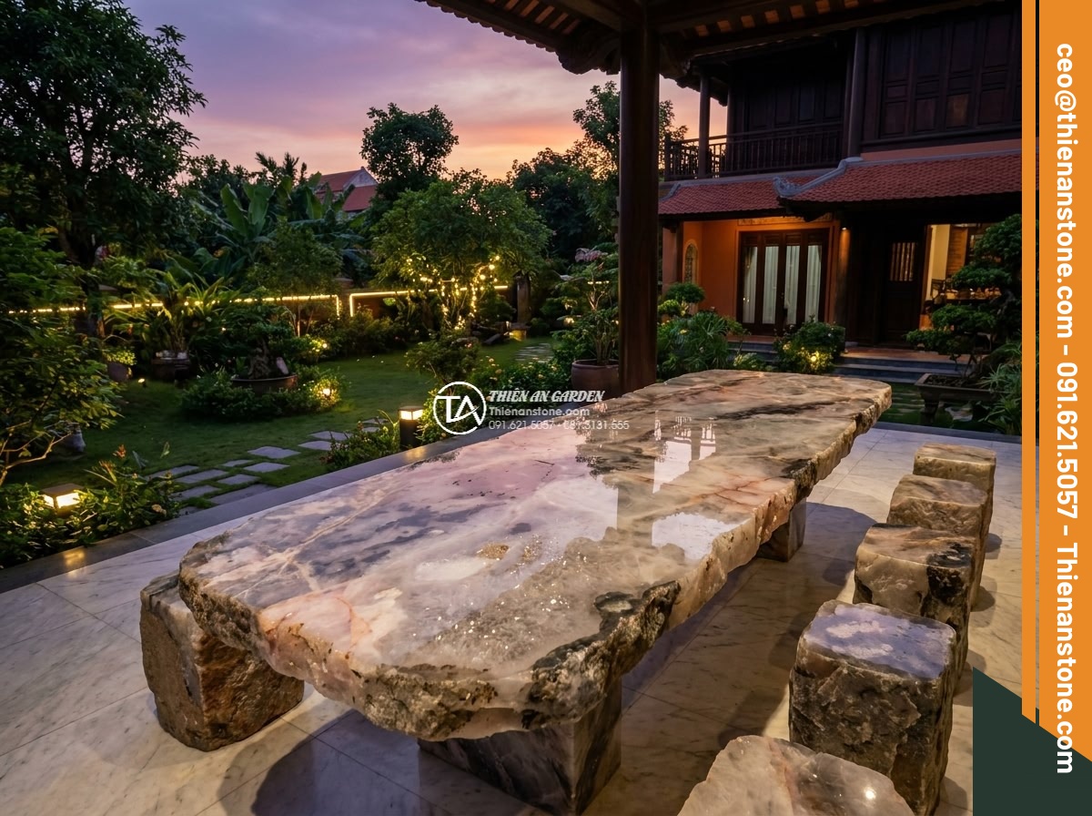 Bàn ghế đá Cẩm Thạch