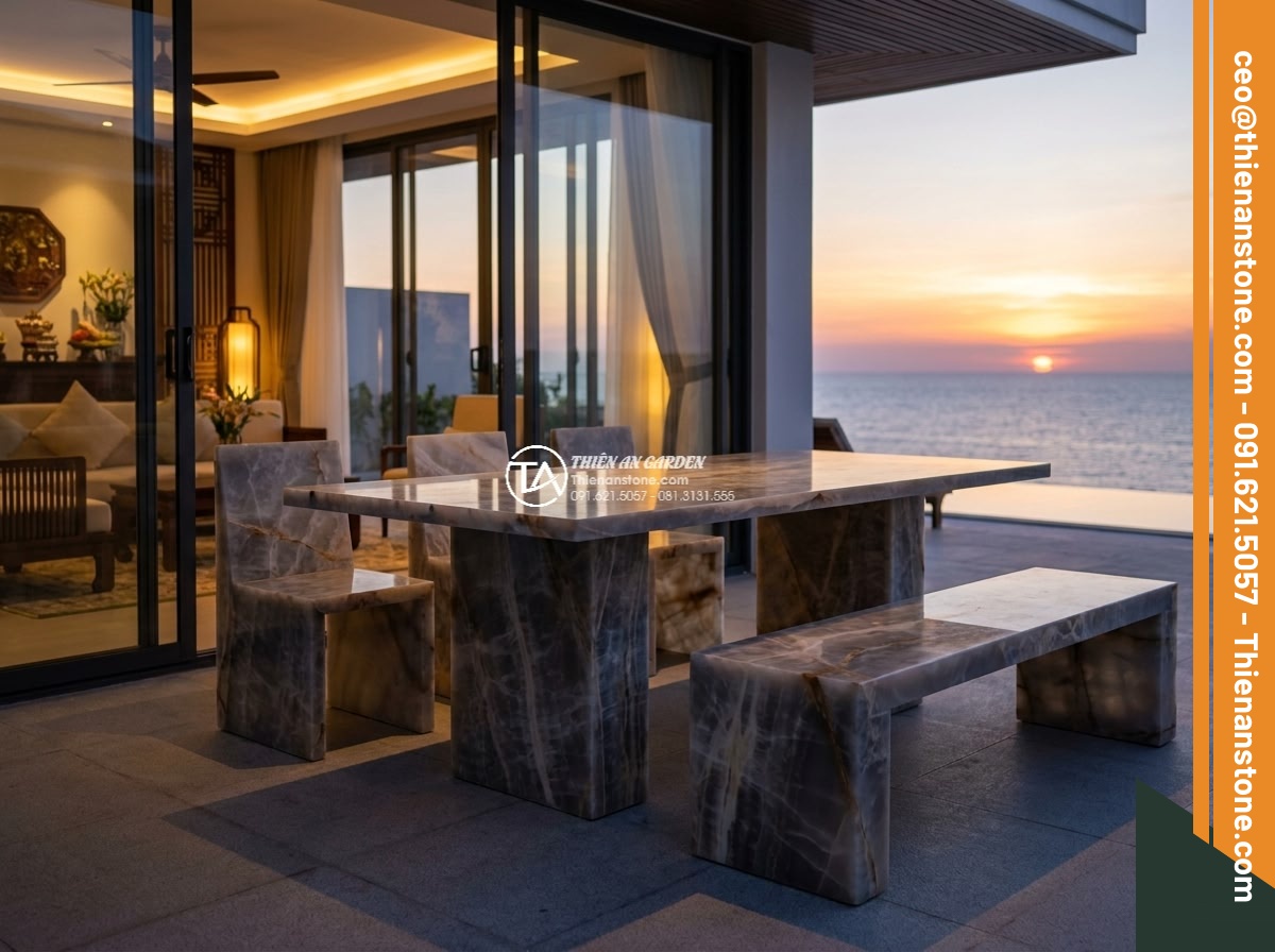 Bàn ghế đá Cẩm Thạch
