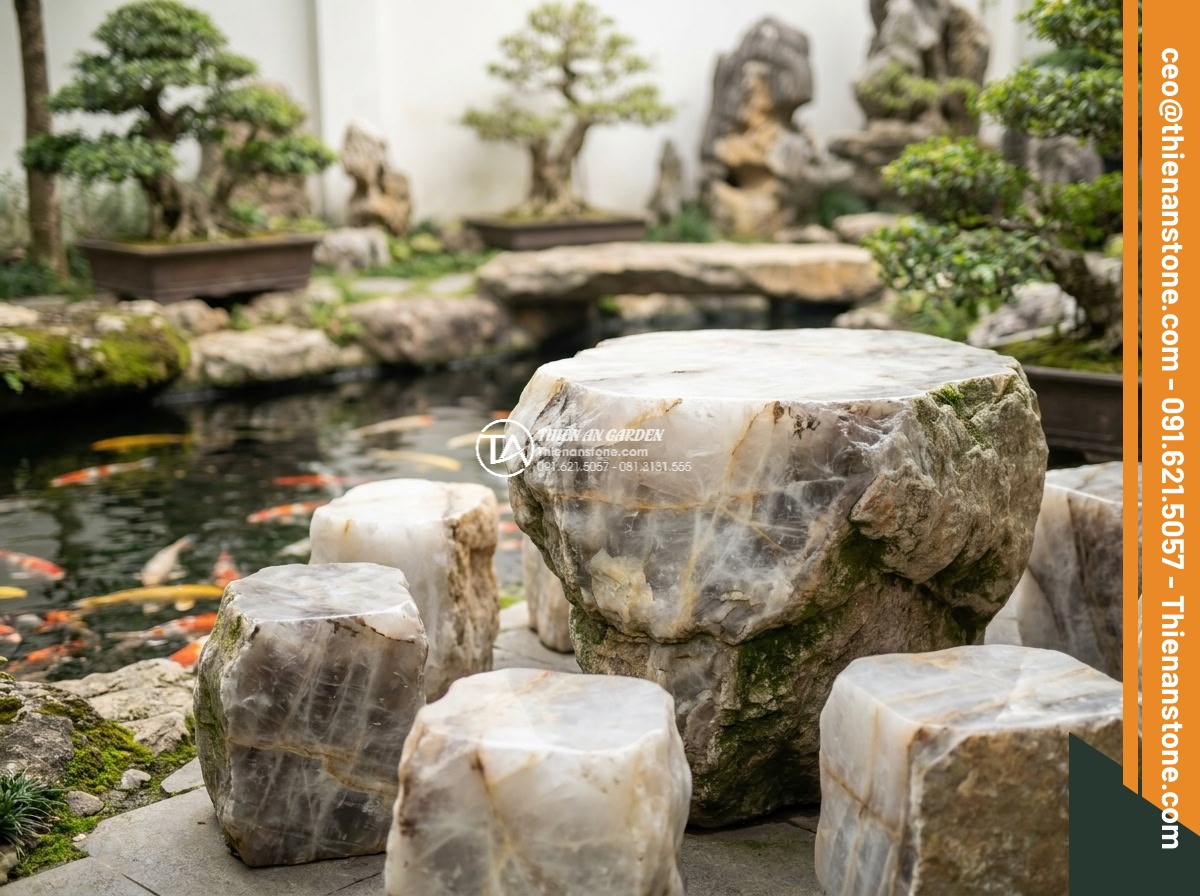 Bàn ghế đá Cẩm Thạch