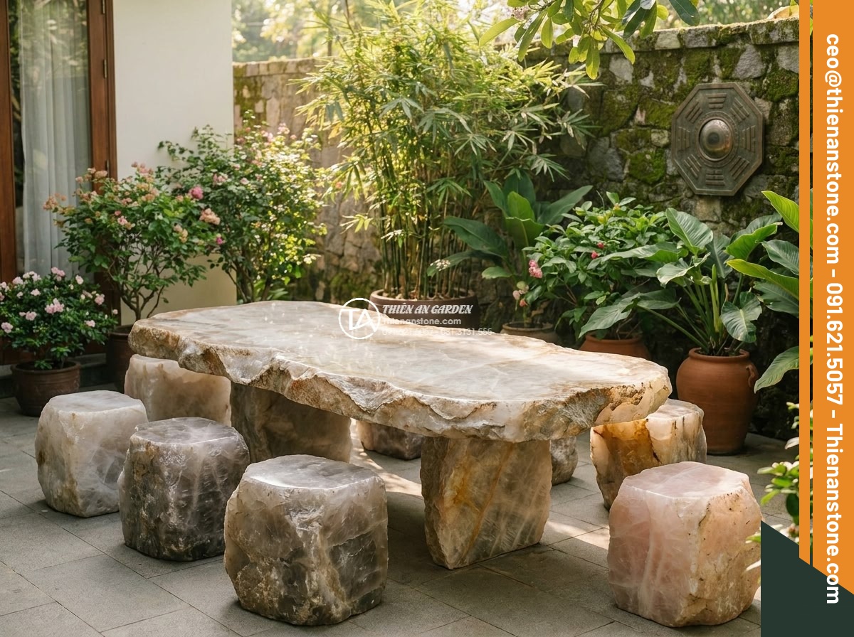 Bàn ghế đá Cẩm Thạch