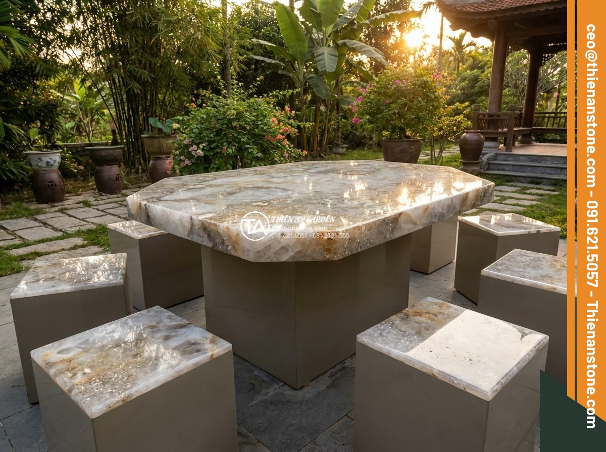 Bàn ghế đá Cẩm Thạch