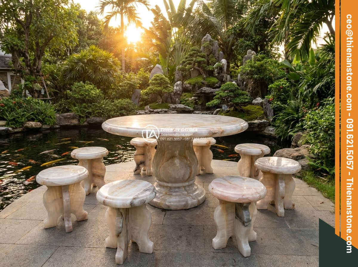 Bàn ghế đá Cẩm Thạch