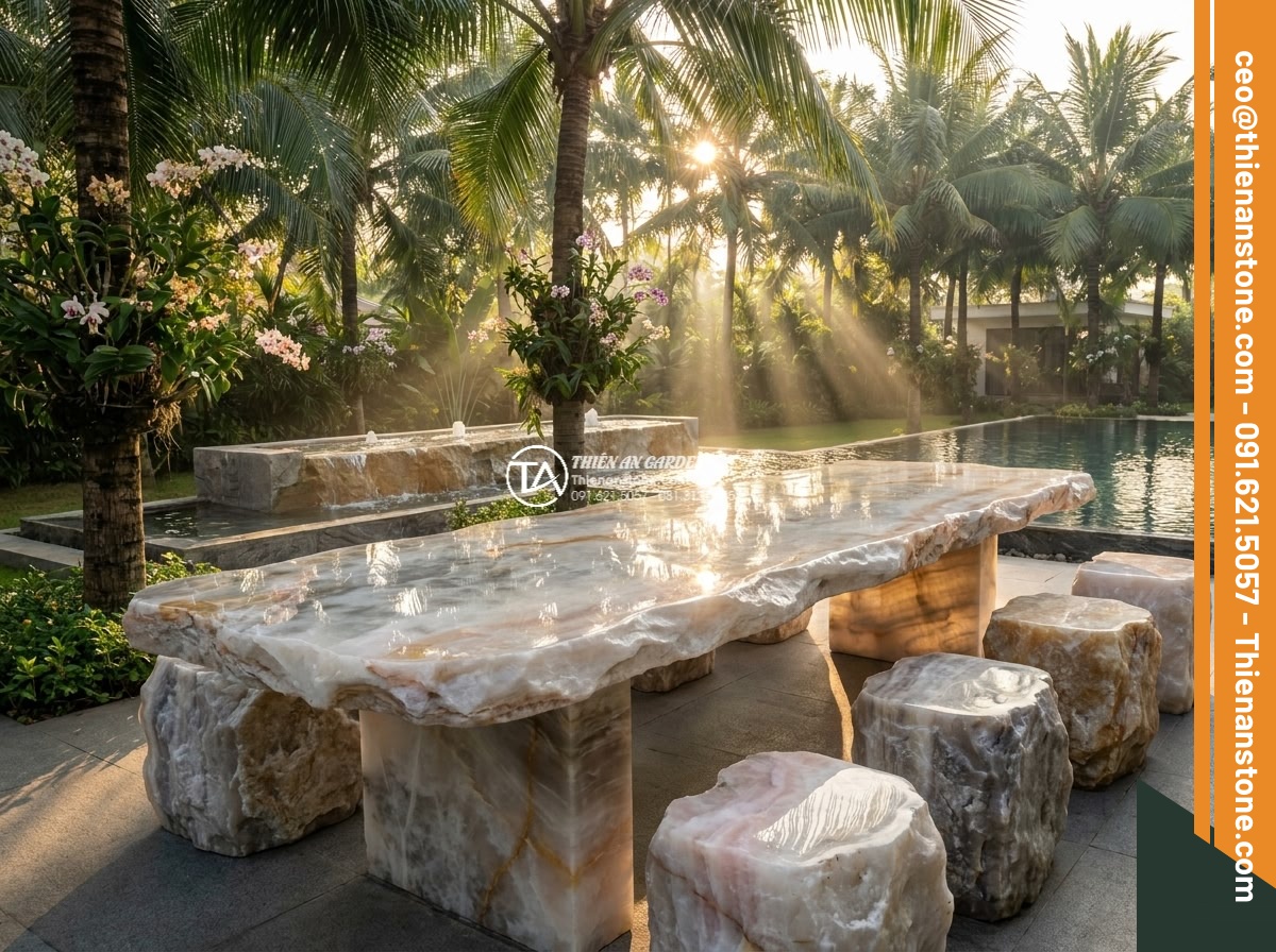 Bàn ghế đá Cẩm Thạch