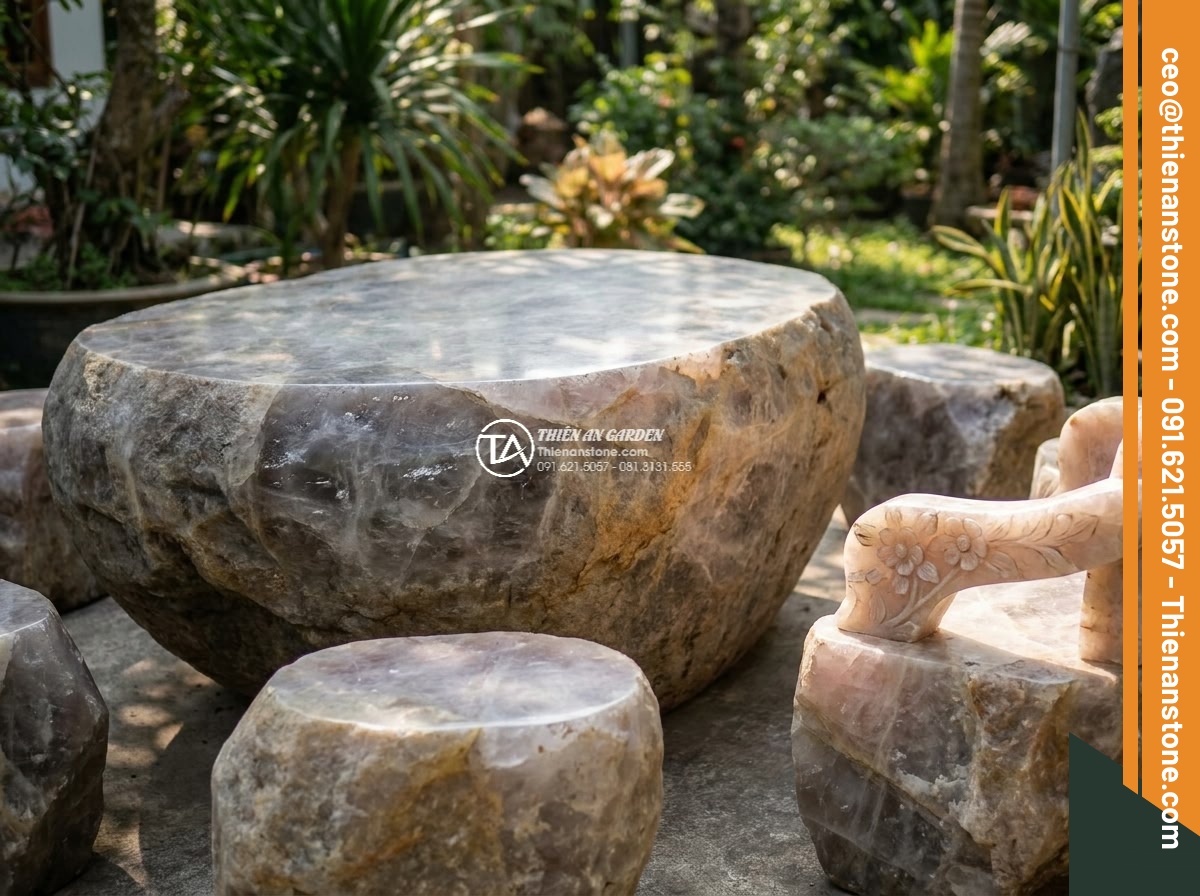 Bàn ghế đá Cẩm Thạch