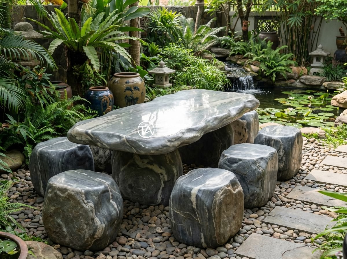 Bàn ghế đá cuội