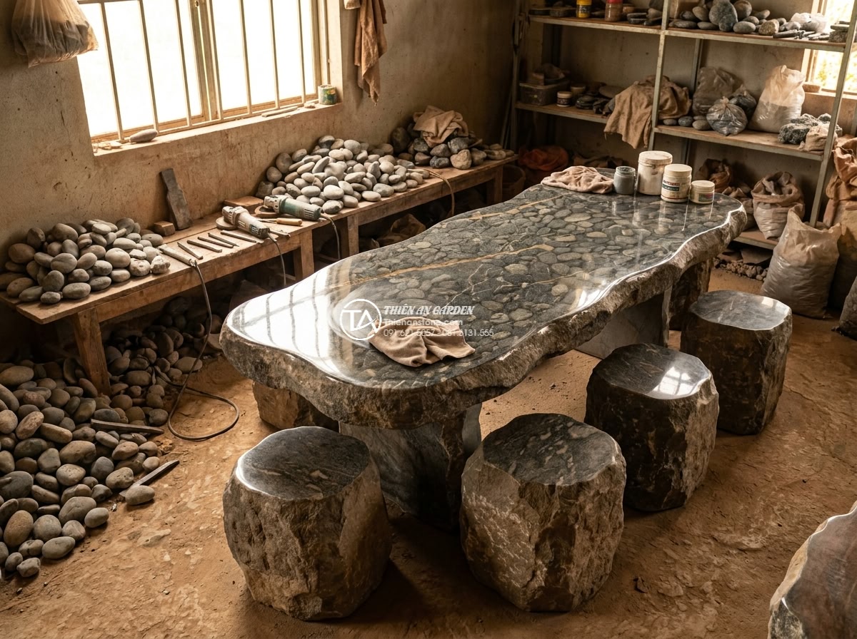Bàn ghế đá cuội