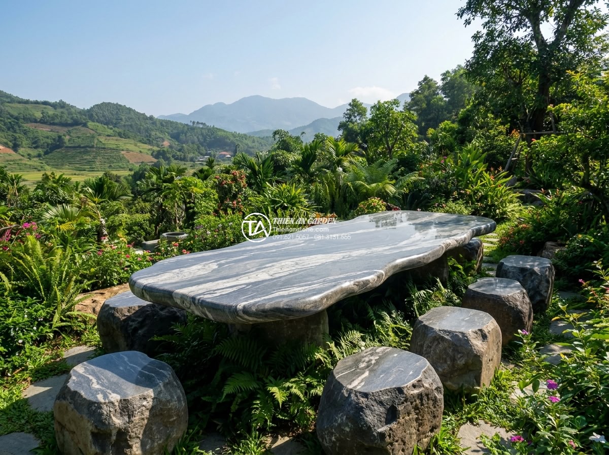 Bàn ghế đá cuội