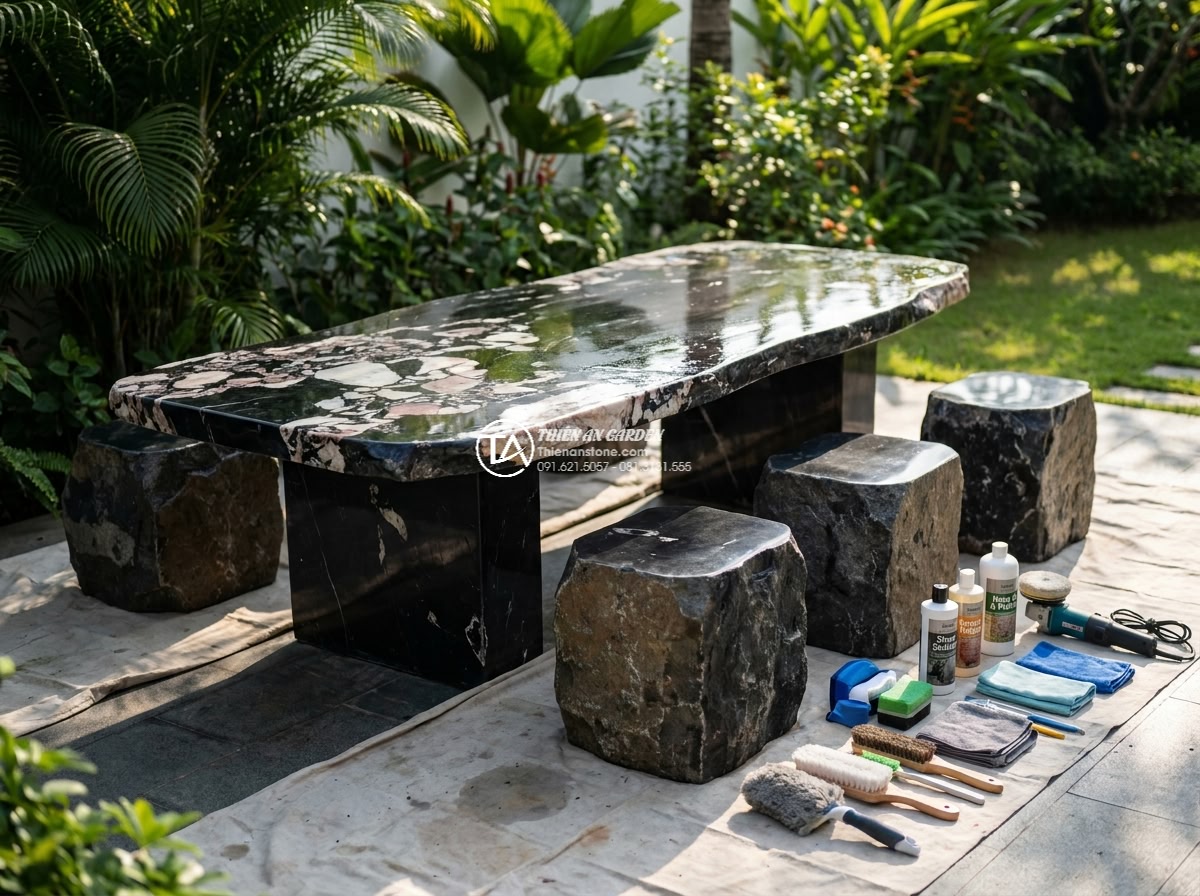 Bàn ghế đá Da Báo