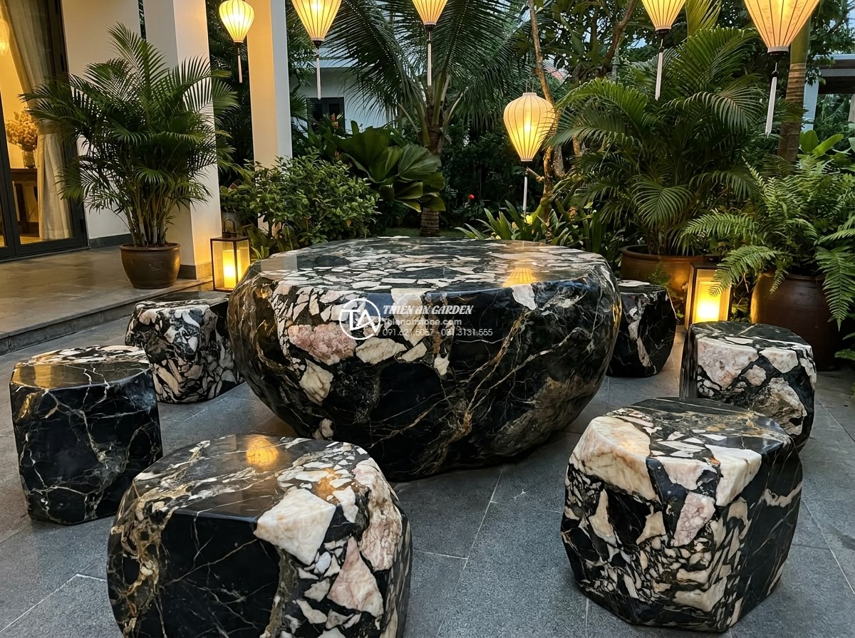 Bàn ghế đá Da Báo