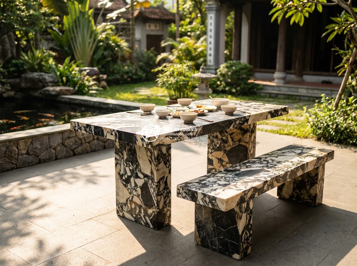 Bàn ghế đá Da Báo