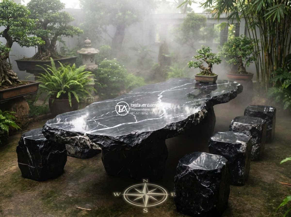 Bàn ghế đá đen Thiên An