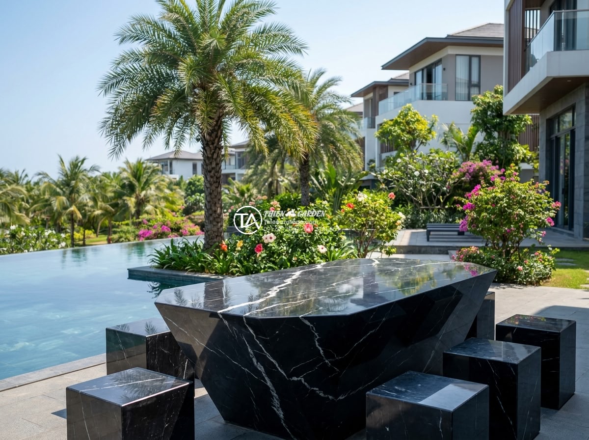 Bàn ghế đá đen Thiên An