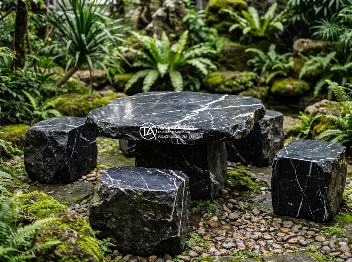 Bàn ghế đá đen Thiên An