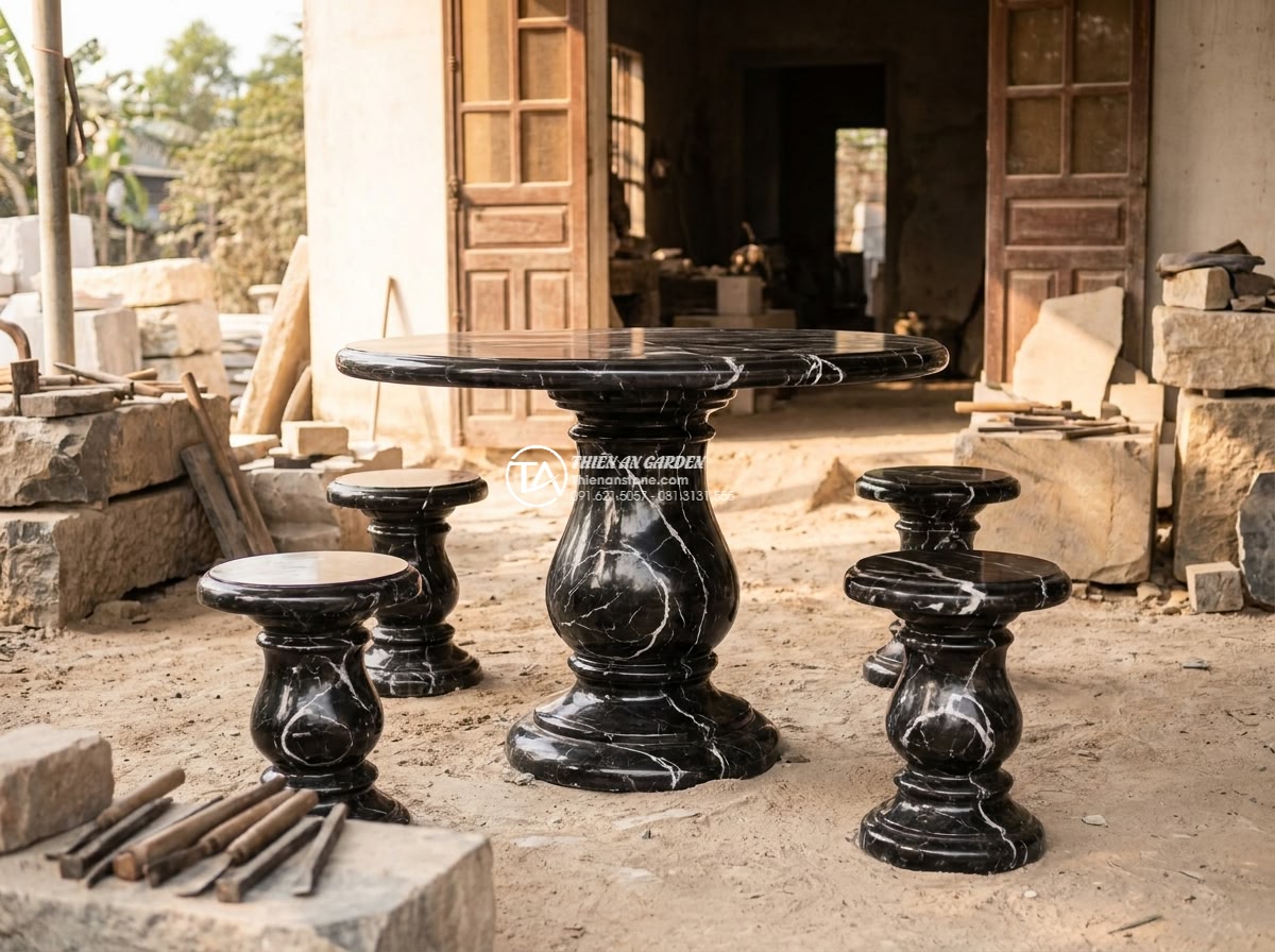 Bàn ghế đá đen Thiên An