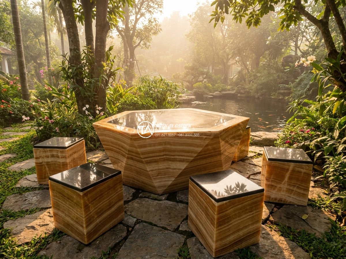 Bàn ghế đá vân gỗ