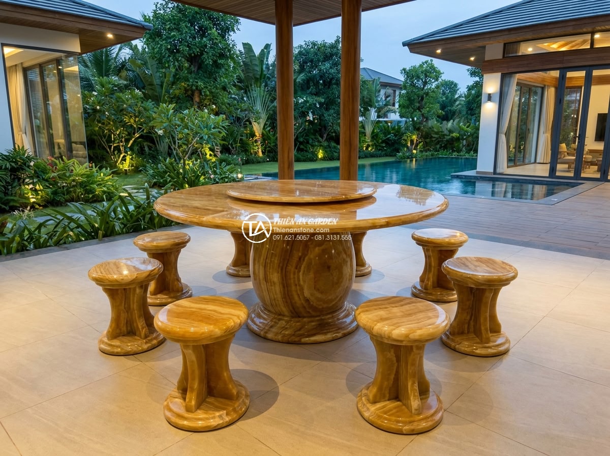 Bàn ghế đá vân gỗ
