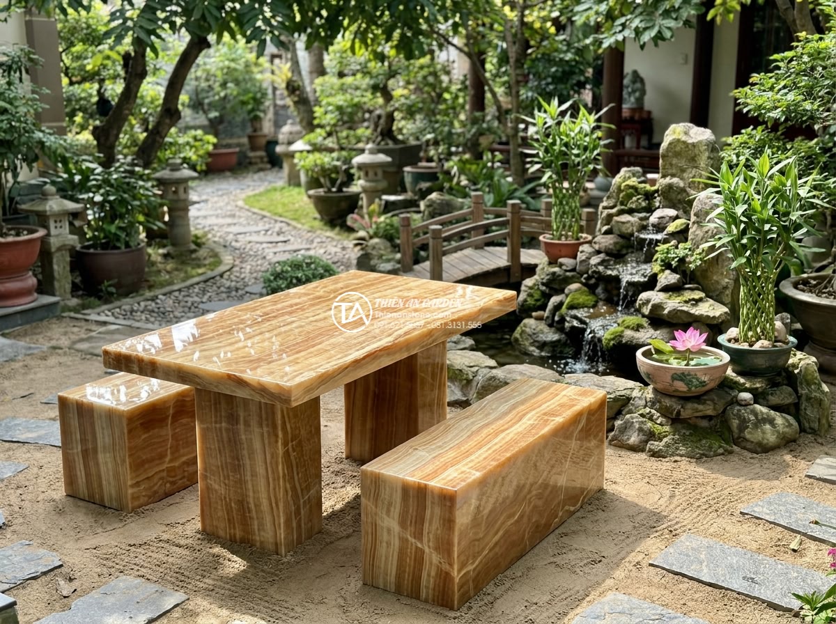 Bàn ghế đá vân gỗ