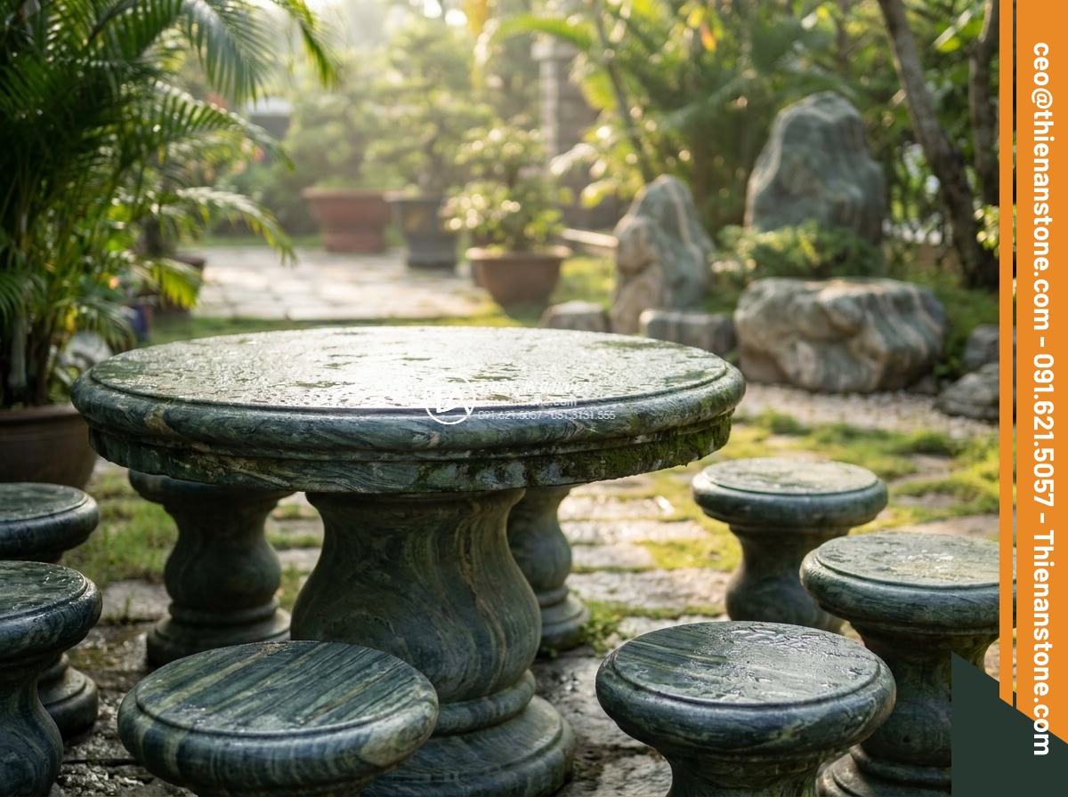 Bàn ghế đá xanh Nhật Bản