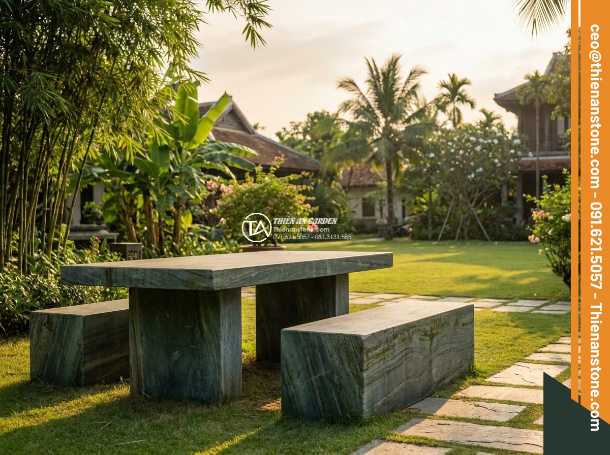 Bàn ghế đá xanh Nhật Bản