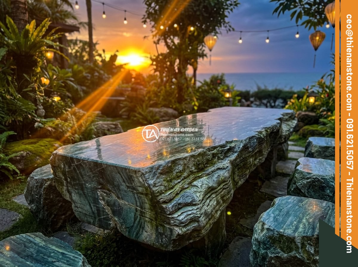 Bàn ghế đá xanh Nhật Bản