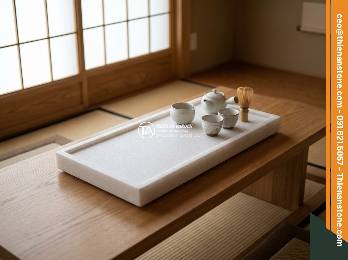 Bàn trà đá trắng muối