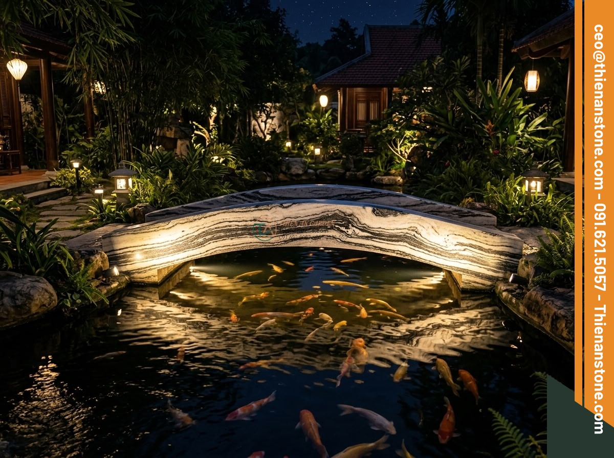 Cầu phiến đá Tuyết Sơn nguyên tấm xẻ phẳng: 160 x 70 x 15 cm.