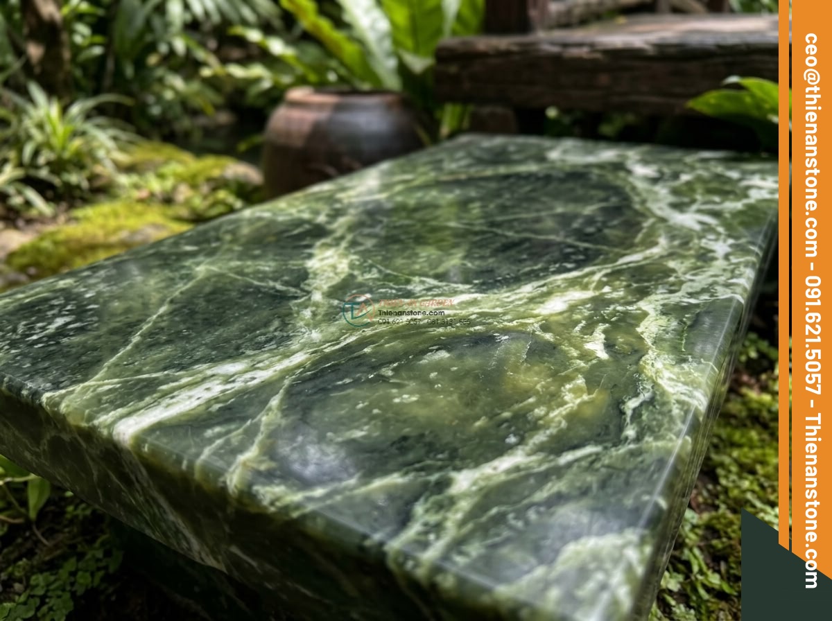 Cầu phiến phẳng đá Serpentine mài nhẵn sang trọng: 210 x 90 x 22 cm. - Hình 9 Cầu phiến phẳng đá Serpentine mài nhẵn sang trọng: 210 x 90 x 22 cm. - Comparison collage of different natural stones for garden bridges: polished gree