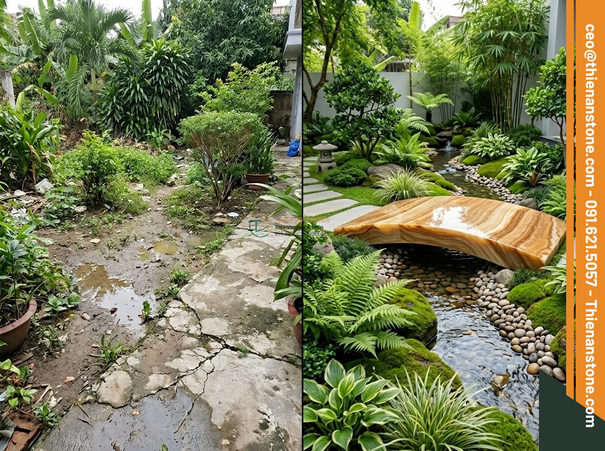 Cầu phiến thẳng đá vàng vân gỗ vân dọc tinh tế: 190 x 75 x 18 cm.