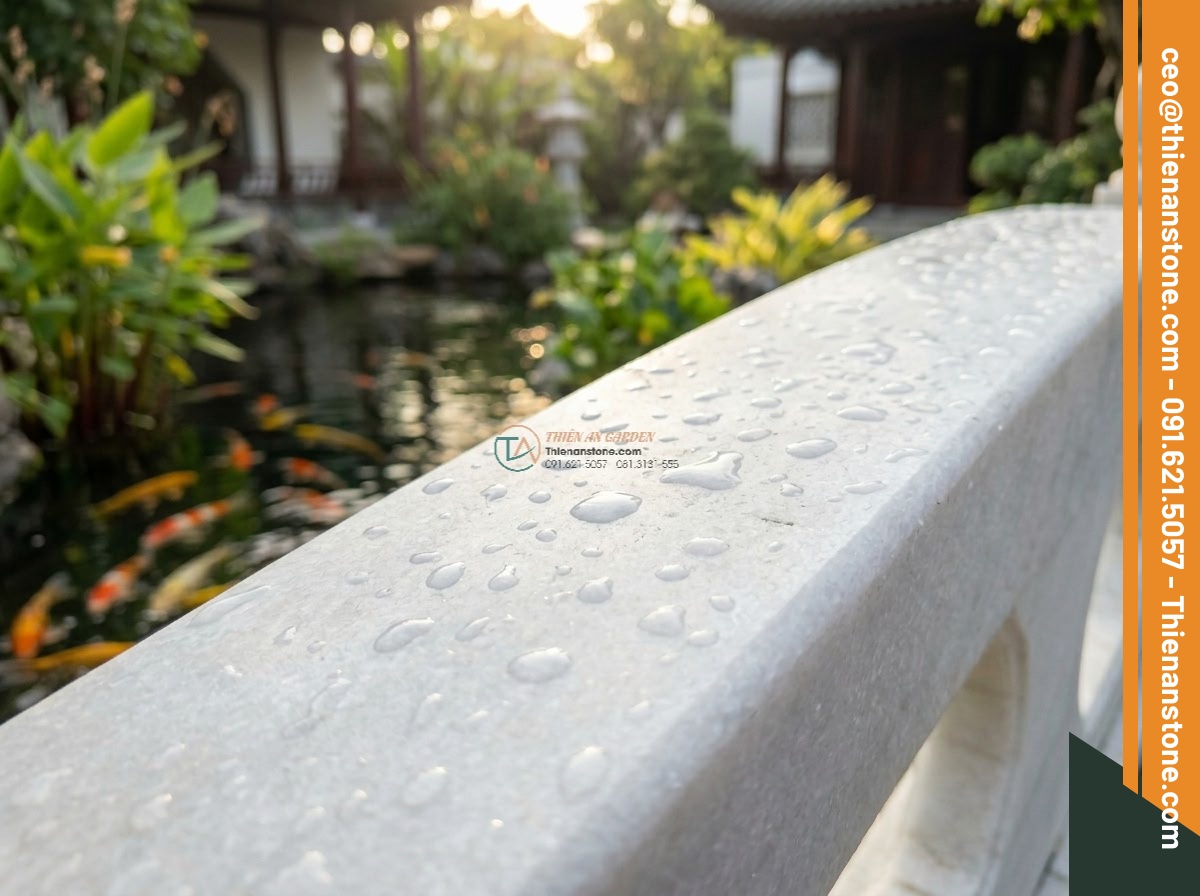 Cầu vòm đá trắng muối trắng tuyết dáng cao: 180 x 70 x 18 cm.