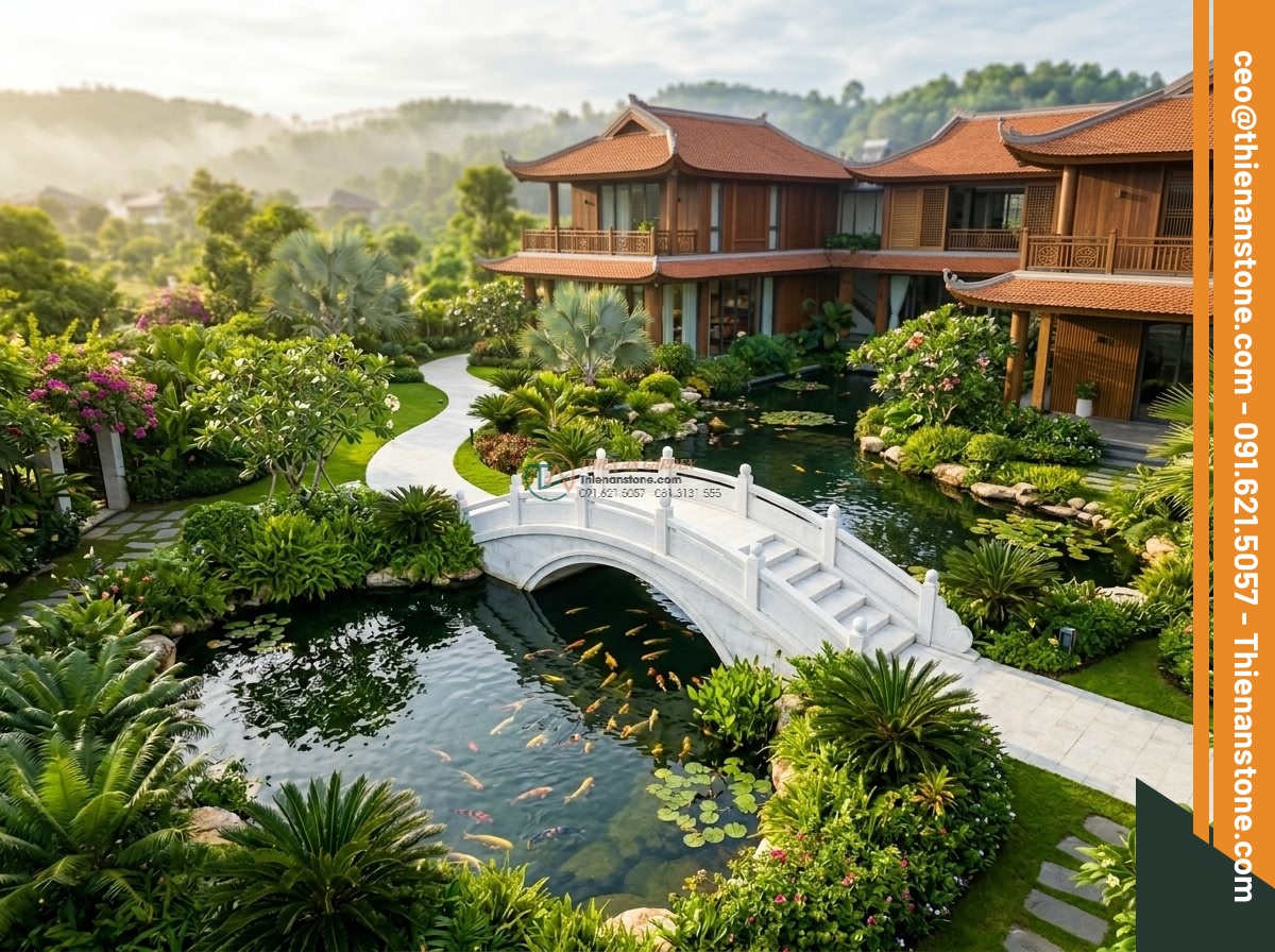 Cầu vòm đá trắng muối trắng tuyết dáng cao: 180 x 70 x 18 cm.
