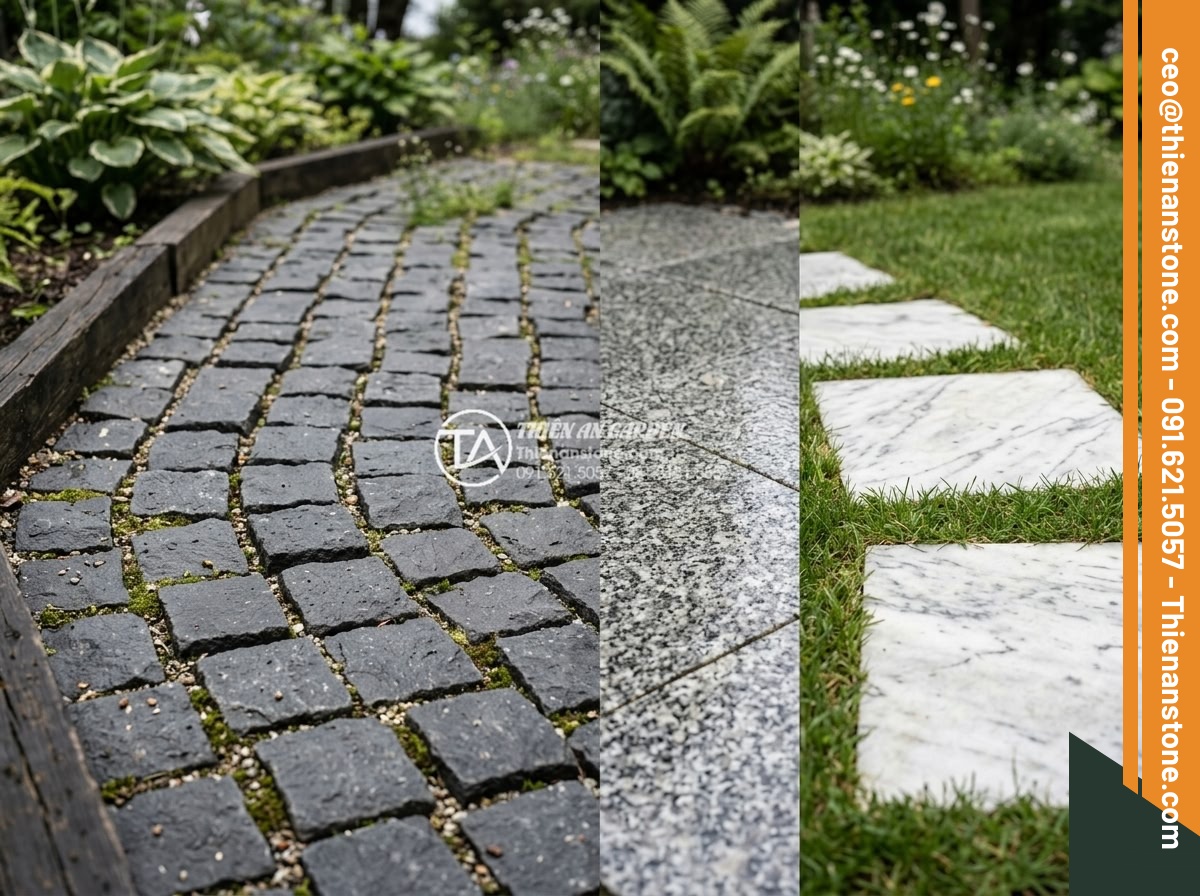 Đá Cubic Bazan Khò Mặt – Chất liệu: Đá bazan tự nhiên – Kích thước: 10x10x8cm (dày 8cm, khò lửa chống trơn)
