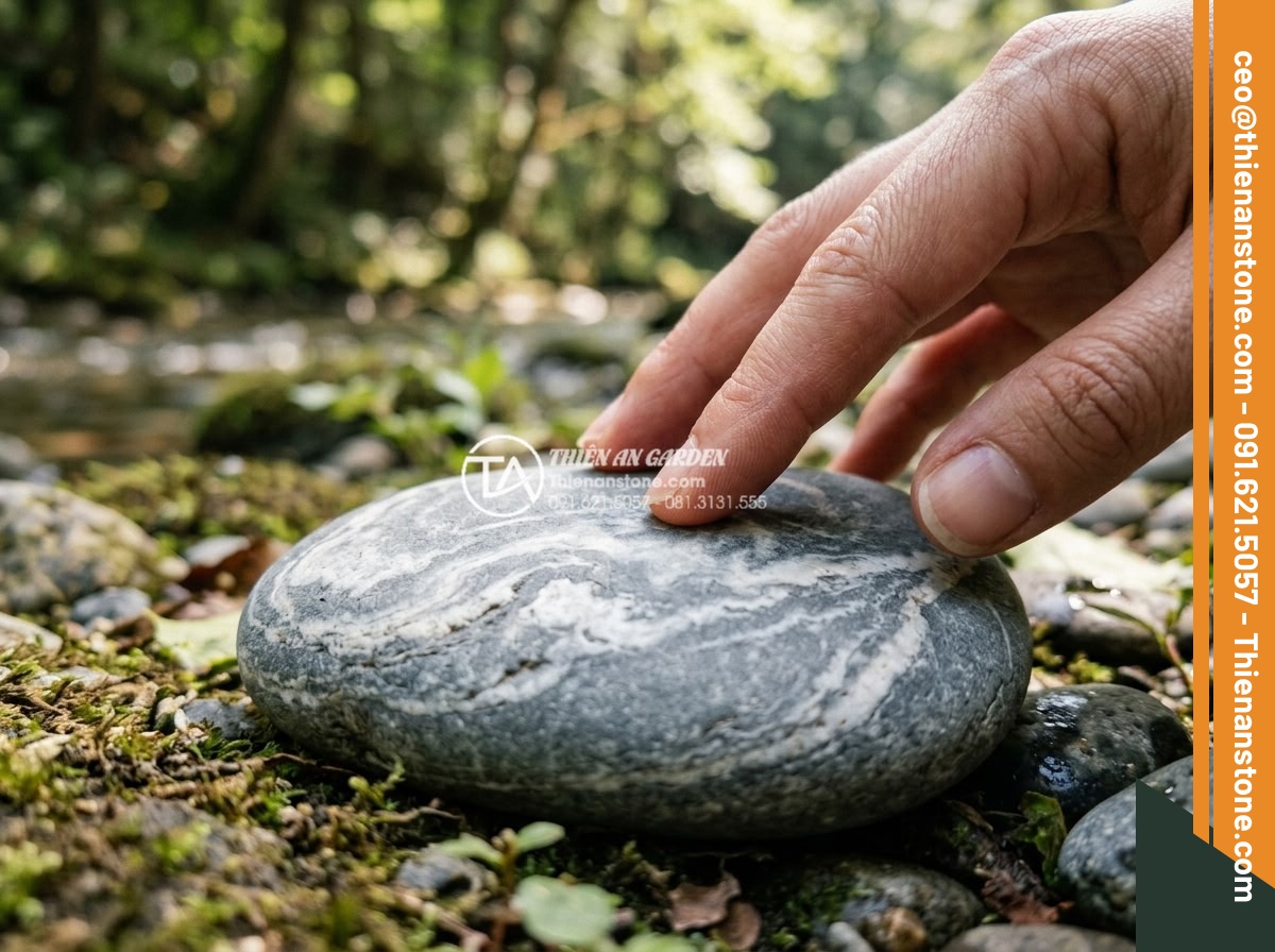 Đá cuội vân mây dẹt
