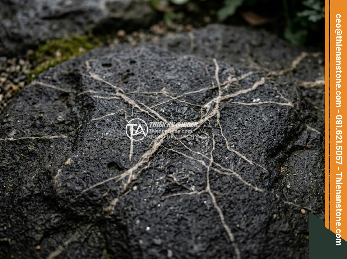 Đá Đen Lát Bước Dặm – Chất liệu: Đá đen tự nhiên (bazan/granite) – Kích thước: 30-50cm tự do, dày 3-4cm