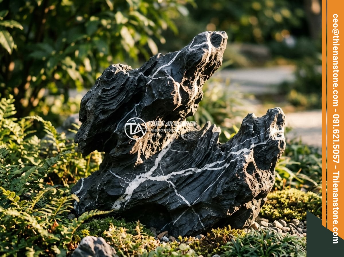 Đá lũa đen viên chủ làm non bộ