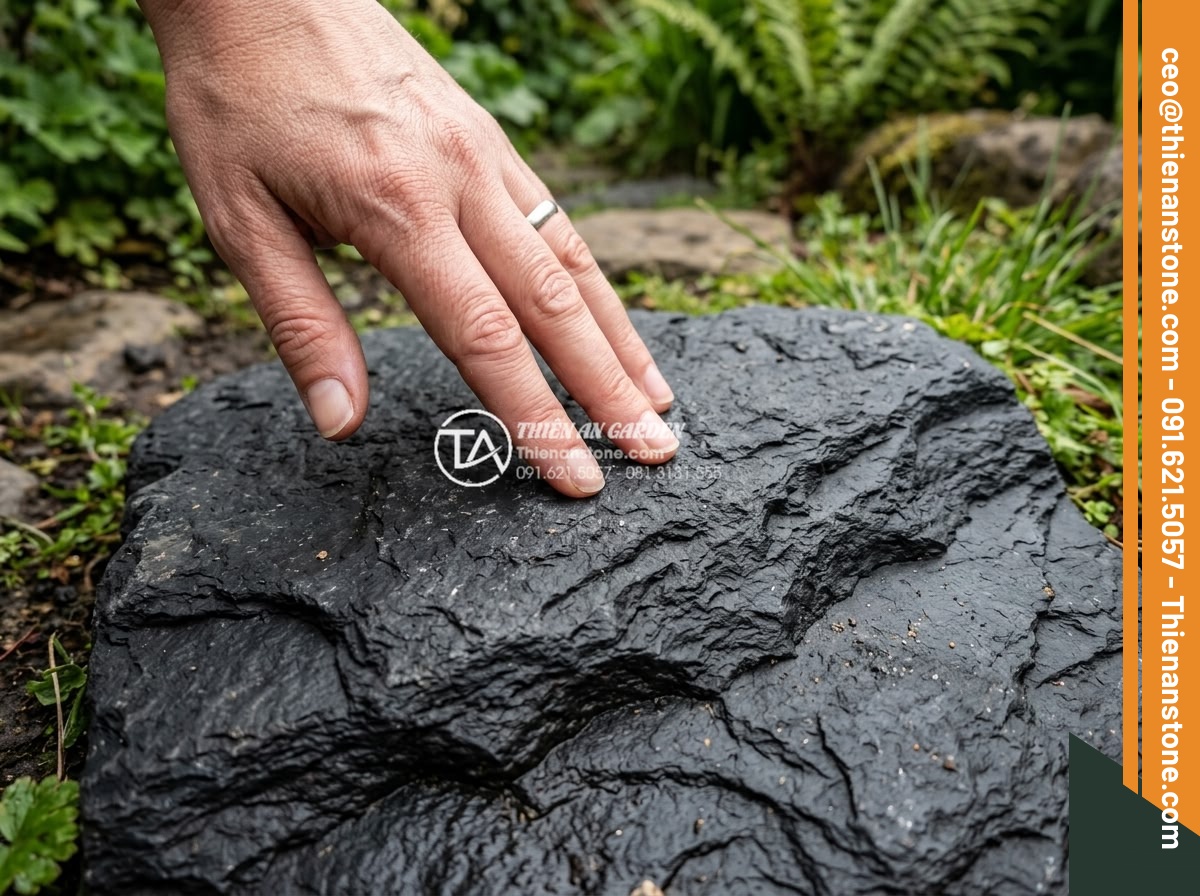 Đá Phiến Slate Đen Bước Dạo – Chất liệu: Đá phiến slate đen tự nhiên – Kích thước: 30x60cm hoặc 30x90cm, dày 3-5cm