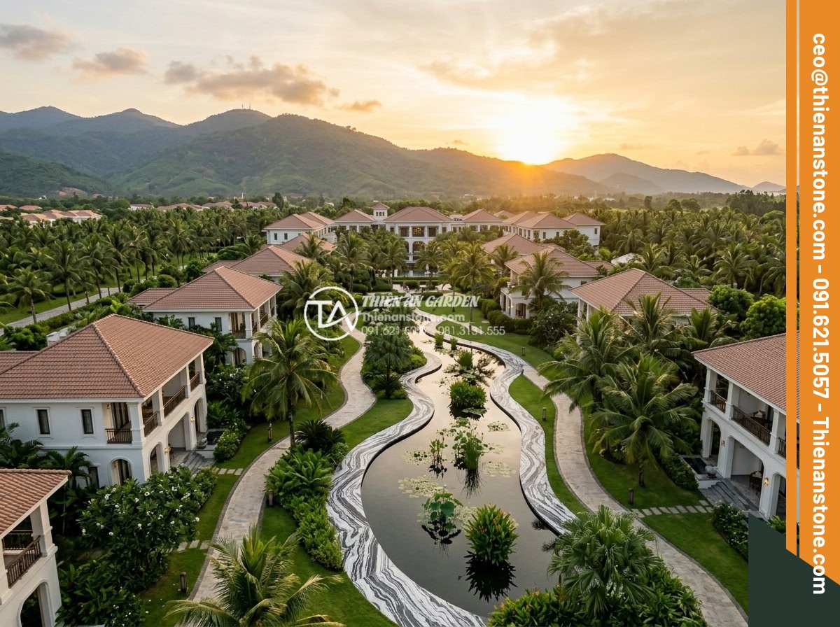 Đá tuyết sơn mài dẹt kè hồ