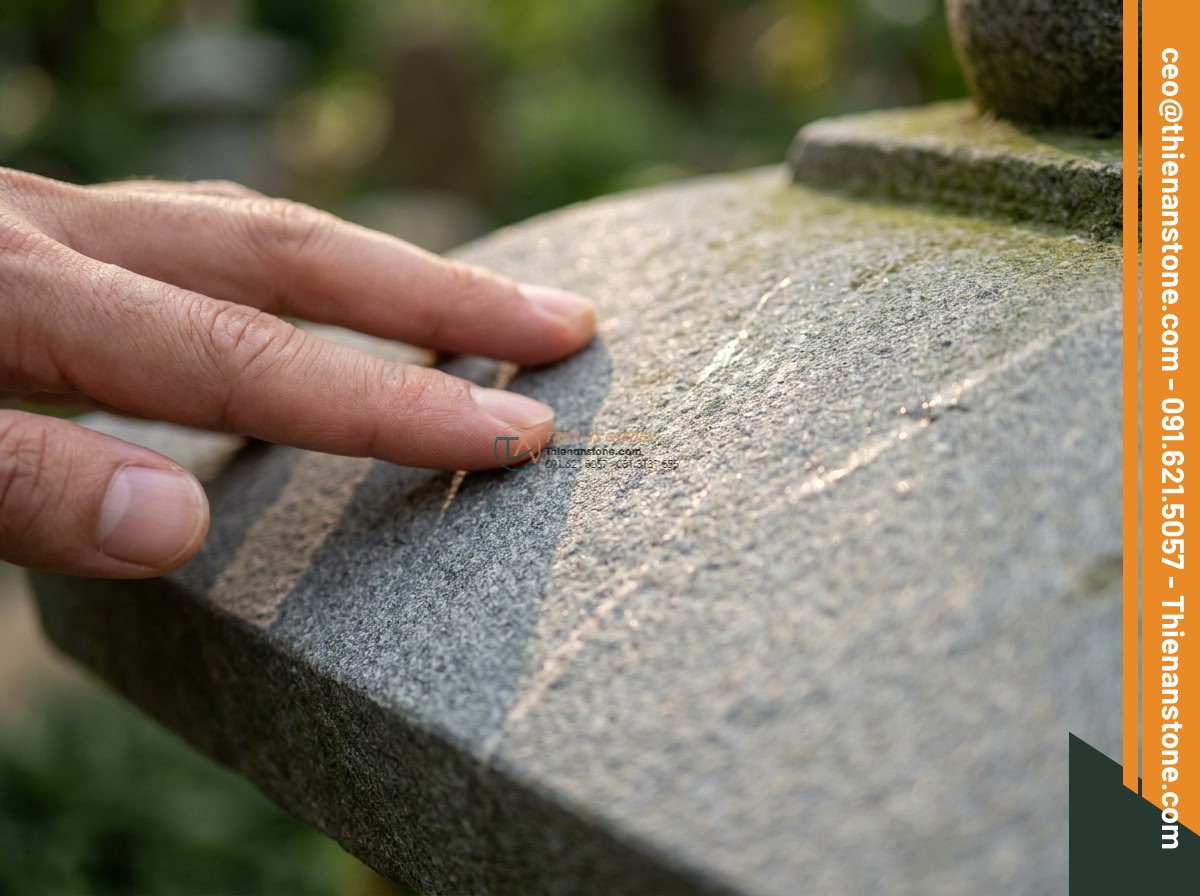Đèn đá dáng hang động tự nhiên tạc từ đá Granite (45x45x50cm).