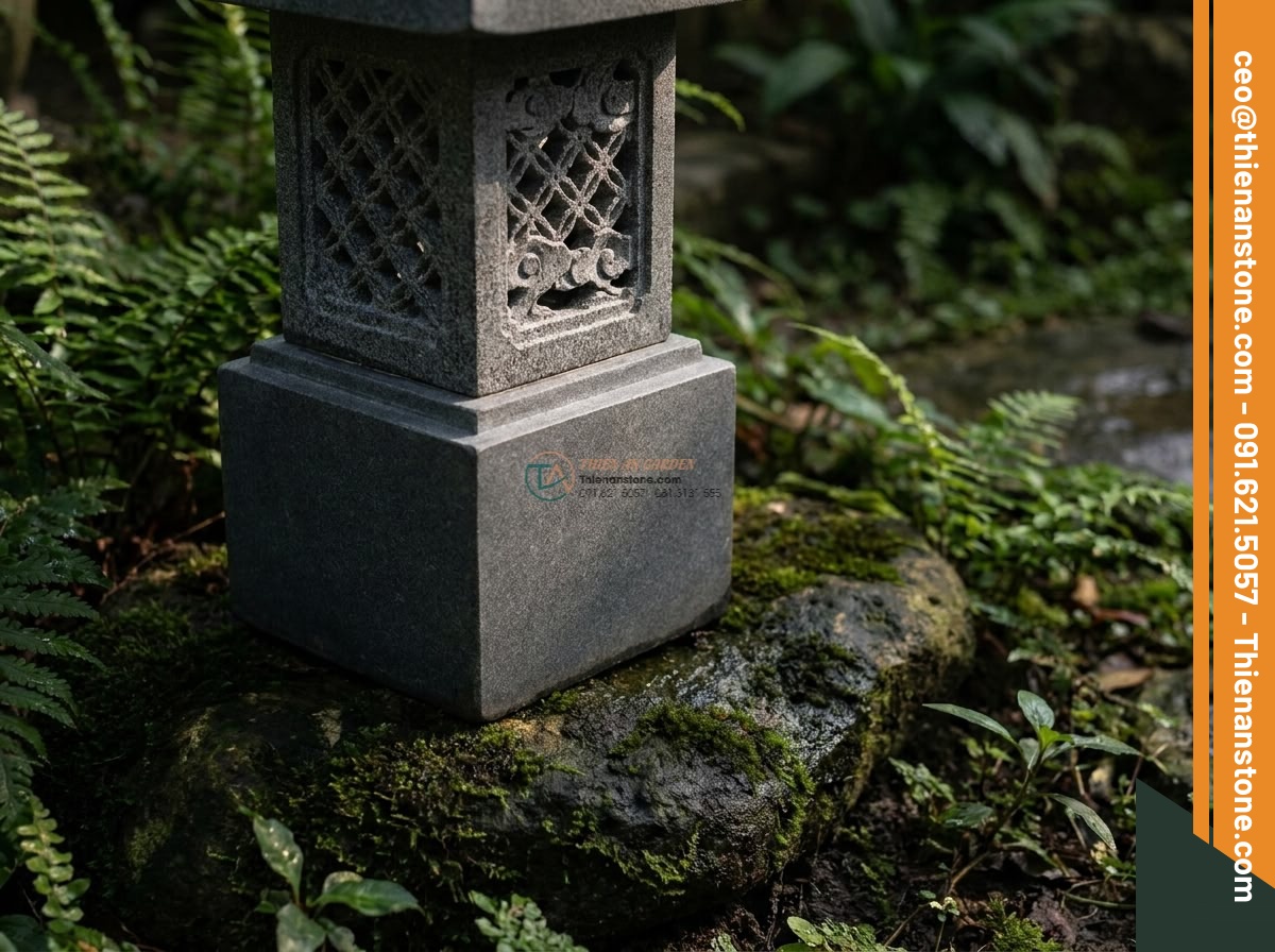 Đèn đá Misaki mini trang trí non bộ bằng đá Granite (25x25x30cm).