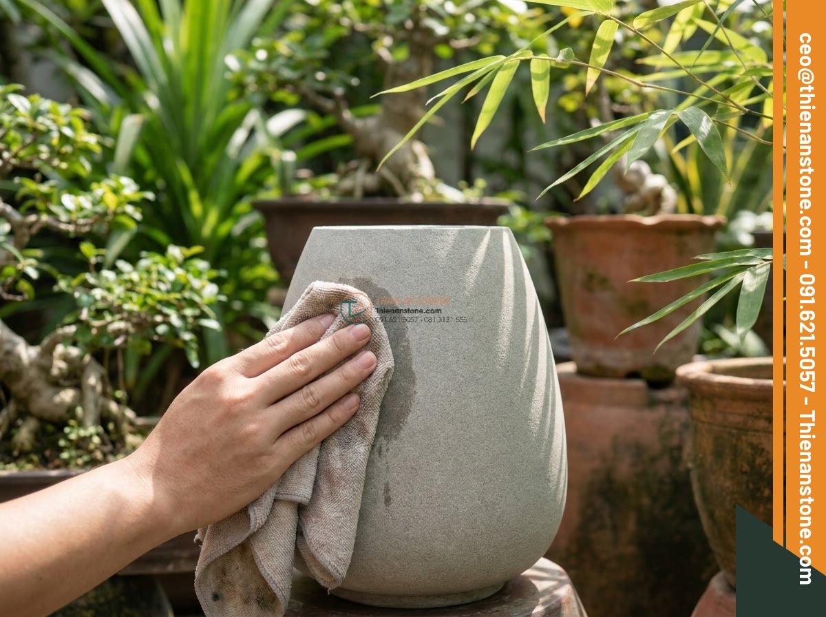 Đèn đá sa thạch đặt sàn Maru-oki nhỏ xinh cao 25cm.