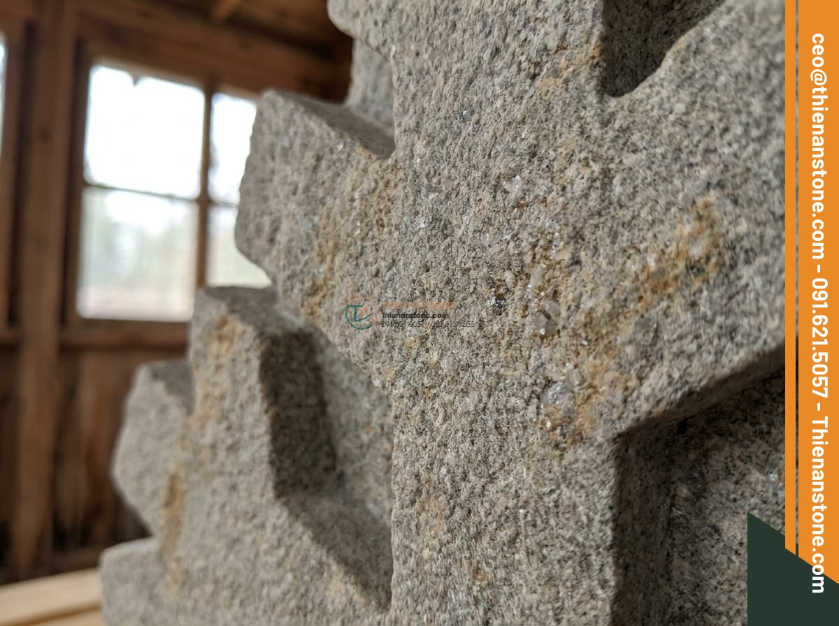 Đèn đá Tuyết Kiến tròn tiểu cảnh mini đá Granite (35x35x40cm).
